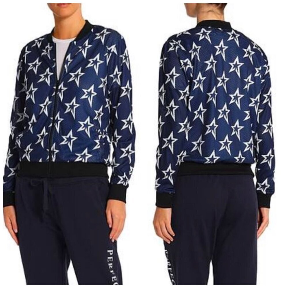 NEW Perfect Moment Star Mesh Zip-Up Ski Jacket in Blue Luxury Activewear XS NWT
